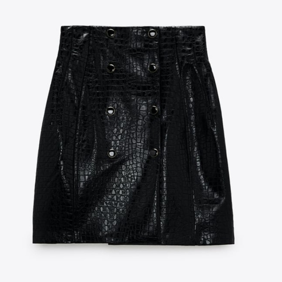 ZARA FAUX LEATHER MINI SKIRT HIGH-WAISTED - Picture 10 of 16